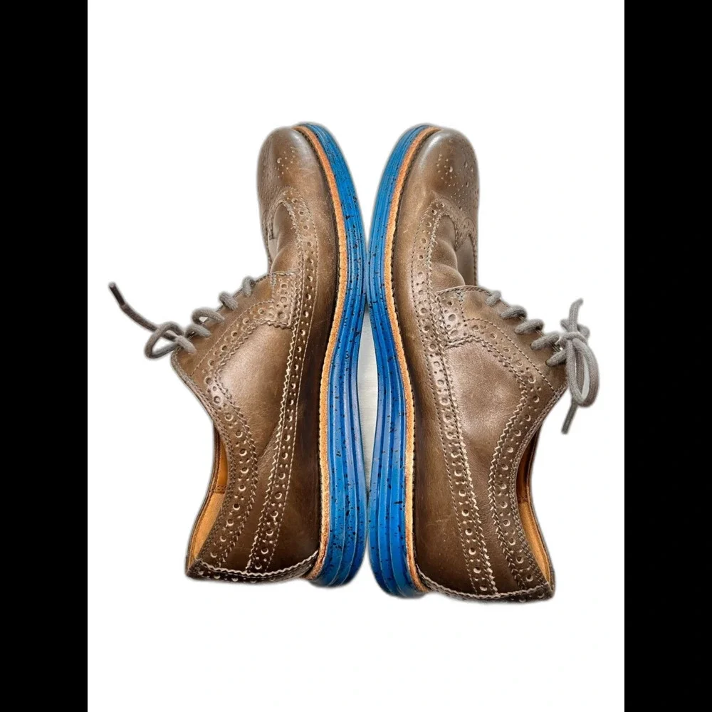 Cole Haan Men’s Lunargrand Wingtip Oxford Blue Leather Shoes Size 7.5M